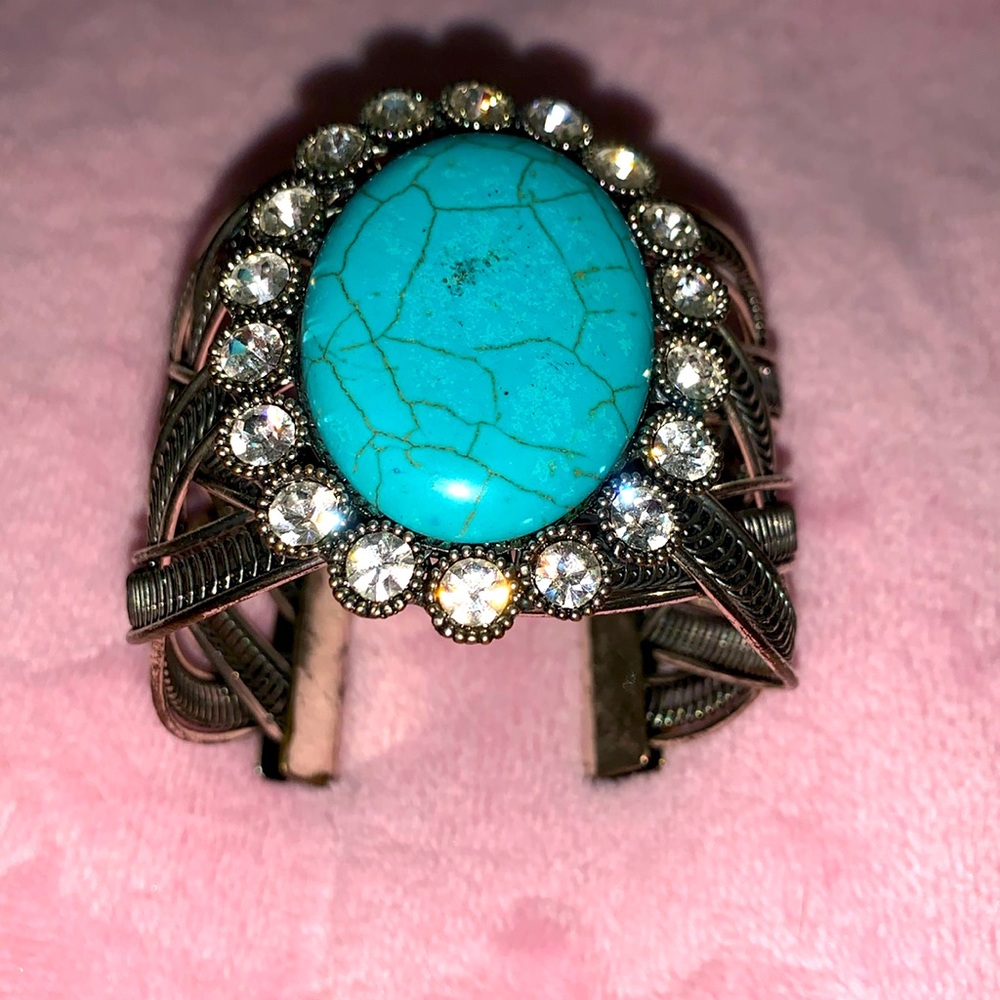 Faux turquoise cuff bracelet